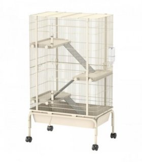 PawHut 4 Levels Rolling Small Animal Cage, Rabbit Cage with 15cm Deep Bottom