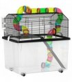 PawHut Hamster Cage with 31cm Deep Tray, Tube System, 58 x 43 x 57cm