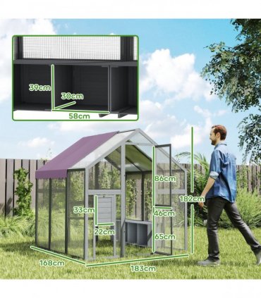 PawHut Large Walk In Chicken Run for 6-8 Poultries, 1.7 x 1.8 x 1.8 m