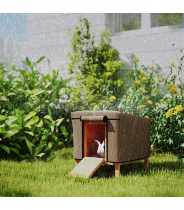 PawHut Rabbit Hutch Cover, Guinea Pig Hutch Cover for X-D2-0047, Brown