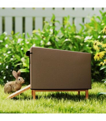 PawHut Rabbit Hutch Cover, Guinea Pig Hutch Cover for X-D2-0047, Brown