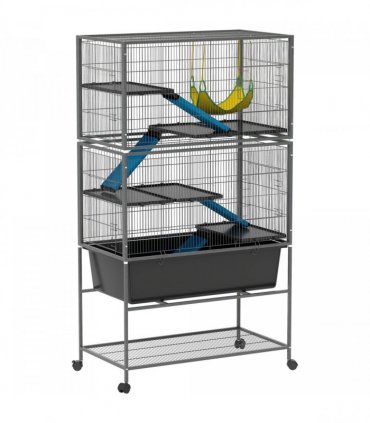 PawHut 5 Levels Rolling Small Animal Cage with Non Slip Cloth Covered Ramps