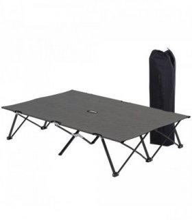 Outsunny Double Camping Folding Cot Portable Sleeping Bed, Charcoal Grey