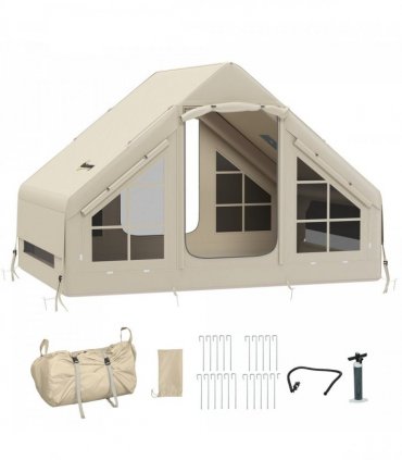 Outsunny Inflatable Camping Tent with Pump, 2-4 Person Glamping Tent