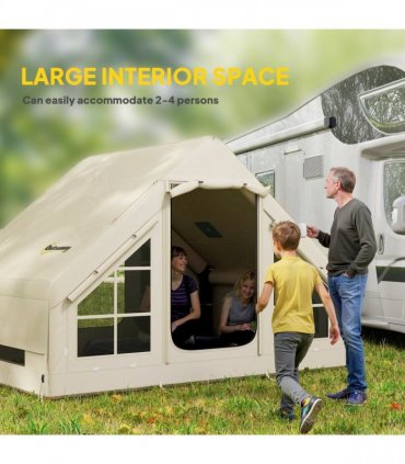 Outsunny Inflatable Camping Tent with Pump, 2-4 Person Glamping Tent