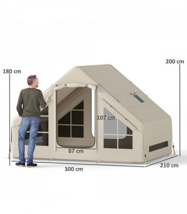 Outsunny Inflatable Camping Tent with Pump, 2-4 Person Glamping Tent