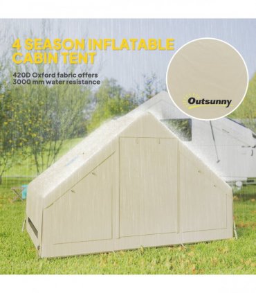 Outsunny Inflatable Camping Tent with Pump, 2-4 Person Glamping Tent