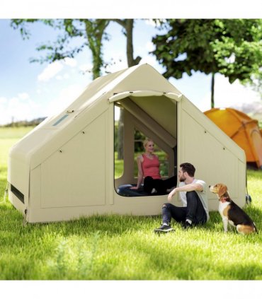 Outsunny Inflatable Camping Tent with Pump, 2-4 Person Glamping Tent