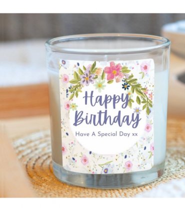 Pretty Flowers Happy Birthday Candle Gift Set | Birthday Gift Hamper for Friend | Birthday Gift Box for Her UK | Birthday Gifts