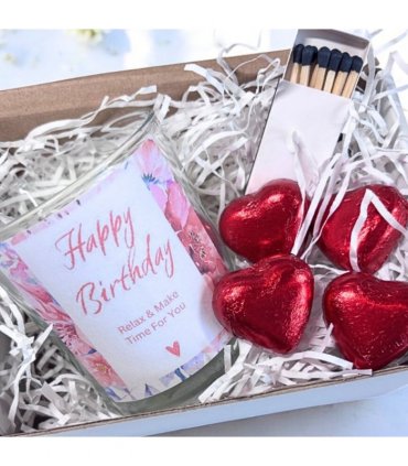 Pink Happy Birthday Candle Gift Set | Birthday Gift Box For Her | Personalised Birthday Gift | Birthday Gift Hamper | Sisters Birthday Gift
