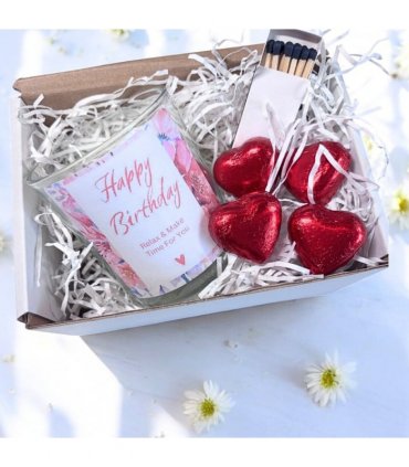 Pink Happy Birthday Candle Gift Set | Birthday Gift Box For Her | Personalised Birthday Gift | Birthday Gift Hamper | Sisters Birthday Gift