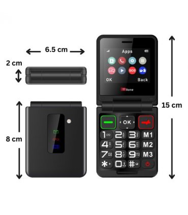 TTfone TT660 Flip Mobile Phone for Seniors - Folding Design, Big Buttons, Emergency Assistance, Long Battery Life with Mains Charger and EE Sim Card