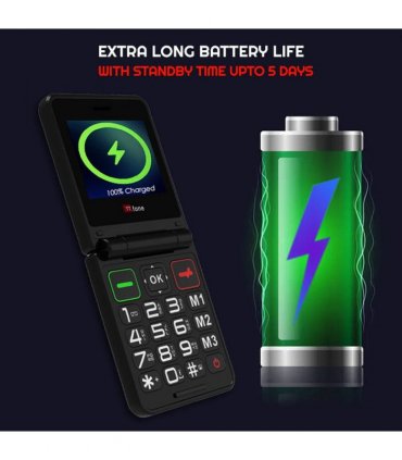 TTfone TT660 Flip Mobile Phone for Seniors - Folding Design, Big Buttons, Emergency Assistance, Long Battery Life with Mains Charger and GiffGaff Sim Card