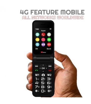 TTfone TT760 4G USB-C Mobile Phone for The Elderly, Simple And Easy to Use Flip Folding Cell Cheap And Easy to Use - Red with USB Cable EE Pay As You Go