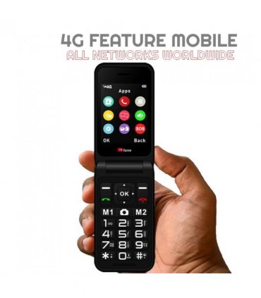 TTfone TT760 4G USB-C Mobile Phone for The Elderly, Simple And Easy to Use Flip Folding Cell Cheap And Easy to Use - Black with Mains Charger
