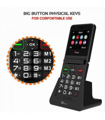 TTfone TT660 Flip Mobile Phone for Seniors - Folding Design, Big Buttons, Emergency Assistance, Long Battery Life with Dock Charger and EE Sim Card