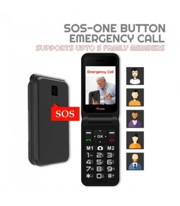 TTfone TT760 4G USB-C Mobile Phone for the Elderly, Simple and easy to use flip folding cell cheap and easy to use - Black with USB Cable GiffGaff Pay as you go