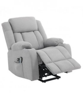 1pcs grey fabric electric elderly chair with 8-point massage belt heating 120kg indoor functional chair, UK