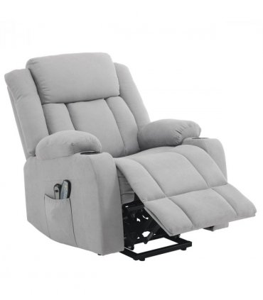 1pcs grey fabric electric elderly chair with 8-point massage belt heating 120kg indoor functional chair, UK