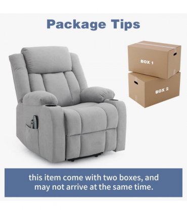 1pcs grey fabric electric elderly chair with 8-point massage belt heating 120kg indoor functional chair, UK