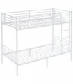 【Same Code：99091194】Twin Over Twin Bunk Bed for Kids Teens Adults, Heavy Duty Metal Bunk Bed with Ladder & Full-Length Guard Rail & Storage Space, White