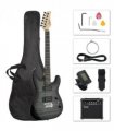 GST Stylish H-H Pickup Tiger Stripe Electric Guitar Kit with 20W AMP Bag Guitar Strap Black