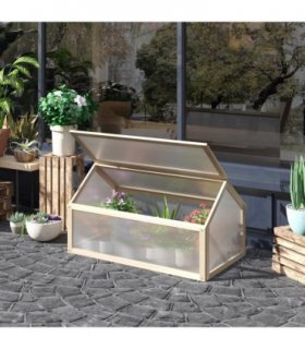 Wooden Cold Frame Greenhouse Garden Portable Raised Planter