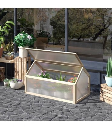 Wooden Cold Frame Greenhouse Garden Portable Raised Planter
