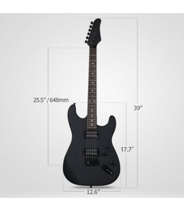 GST 39in Electric Guitar H-H Pickups Black suit for Heavier  Rock