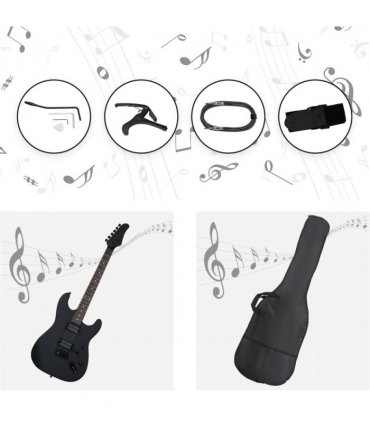 GST 39in Electric Guitar H-H Pickups Black suit for Heavier  Rock