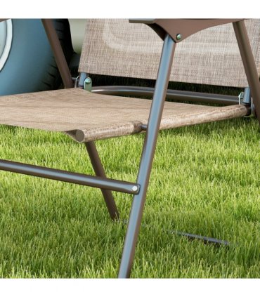 Outsunny Folding Chairs Set, Breathable Mesh Fabric Seat, Mixed Brown
