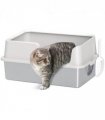 PawHut Stainless Steel Litter Box, High Sided Metal Cat Litter Tray w/ Scoop