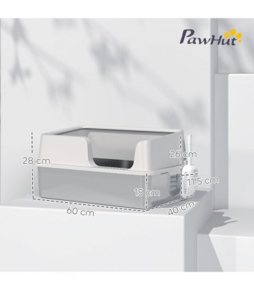 PawHut Stainless Steel Litter Box, High Sided Metal Cat Litter Tray w/ Scoop