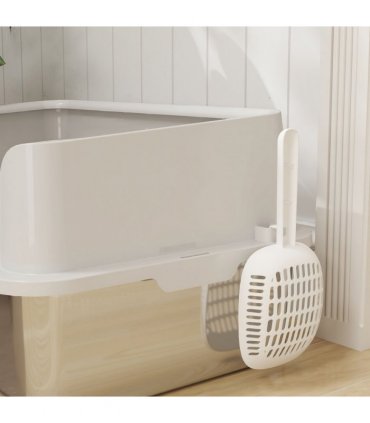PawHut Stainless Steel Litter Box, High Sided Metal Cat Litter Tray w/ Scoop