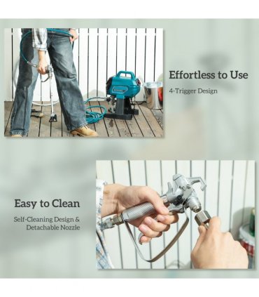 HOMCOM Airless Paint Sprayer, Wall Spray Gun for DIY Painting, 200 Bar