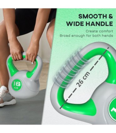 SPORTNOW 16kg Kettle Bell with Handle for Home Gym, Green and Grey