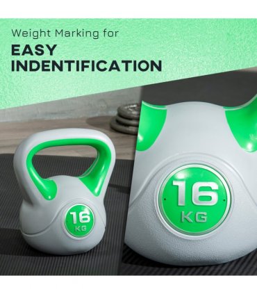 SPORTNOW 16kg Kettle Bell with Handle for Home Gym, Green and Grey