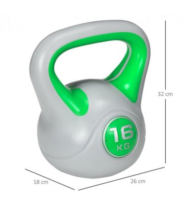 SPORTNOW 16kg Kettle Bell with Handle for Home Gym, Green and Grey