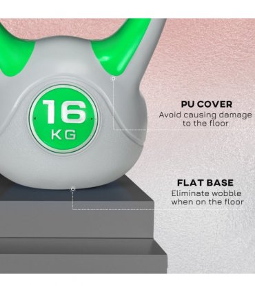 SPORTNOW 16kg Kettle Bell with Handle for Home Gym, Green and Grey