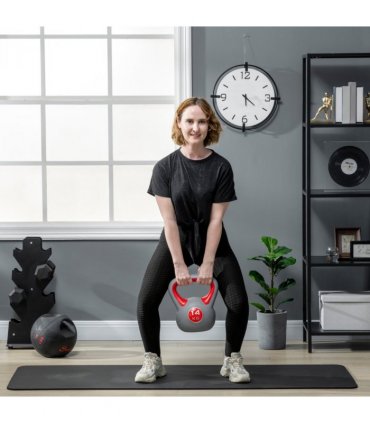 SPORTNOW 14kg Kettle Bell with Handle for Home Gym, Red and Grey