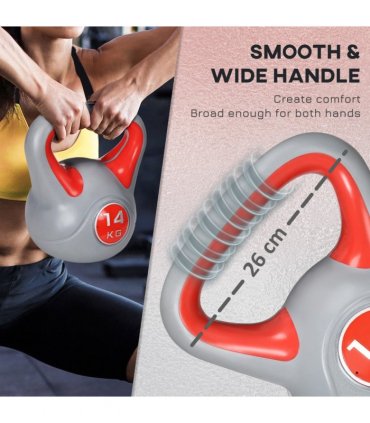 SPORTNOW 14kg Kettle Bell with Handle for Home Gym, Red and Grey