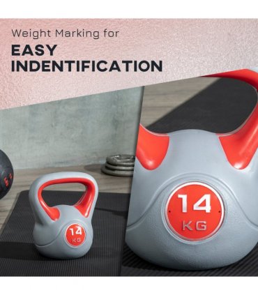 SPORTNOW 14kg Kettle Bell with Handle for Home Gym, Red and Grey