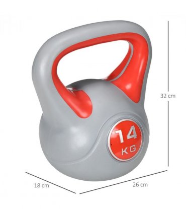 SPORTNOW 14kg Kettle Bell with Handle for Home Gym, Red and Grey