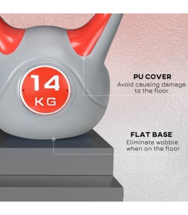 SPORTNOW 14kg Kettle Bell with Handle for Home Gym, Red and Grey