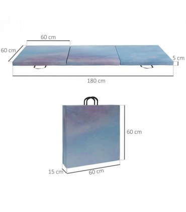 HOMCOM 6FT Foldable Gymnastics Mat, Tri-Fold 2" Thick Crash Mat, Blue
