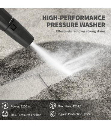 Outsunny 2200W Power Washer 170 Bar Pressure with Adjustable Nozzle