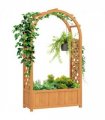 Outsunny Wooden Raised Garden Bed, Trellis Planter w/ Trellis, Fabric Liner