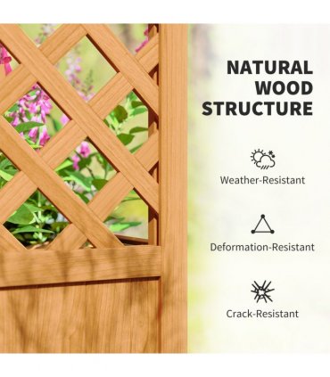 Outsunny Wooden Raised Garden Bed, Trellis Planter w/ Trellis, Fabric Liner