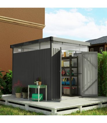 Outsunny 5.3 x 8.5ft Galvanised Steel Garden Shed with Roof Windows