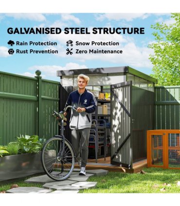 Outsunny 5.3 x 8.5ft Galvanised Steel Garden Shed with Roof Windows
